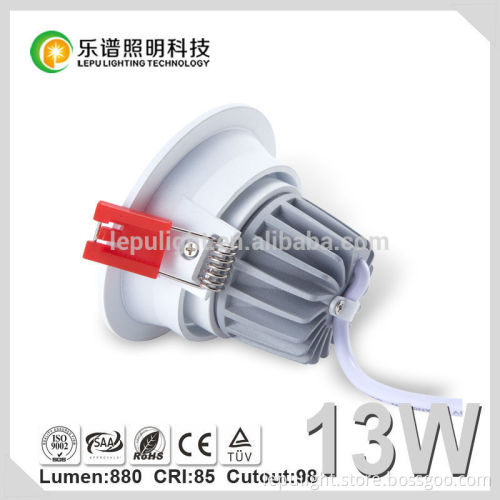 ATLAS recessed aluminum 13w round cob lighting ceiling downlight IP44 waterproof